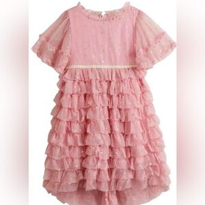 Mini Boden Pink Dress with Gold Stars Size 4-5